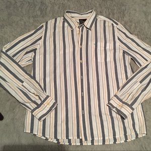 Hollister XL Button Down White&Grey Striped Shirt
